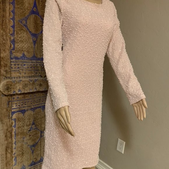Blush Pink Sequined Sheath Dress - MED - Picture 2 of 6